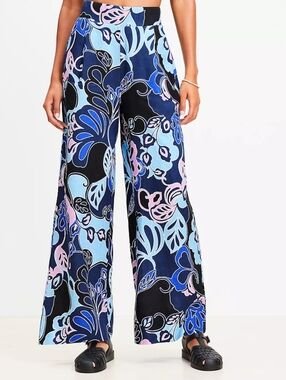 NWT Ann Taylor Loft Beach XXS Linen Blend Floral Print Wide Leg Pants